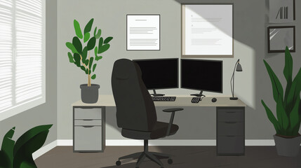 modern office interior with desk