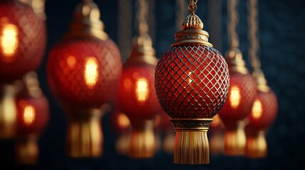Festive Red Lanterns Hanging Illuminated Chinese New Year Decor