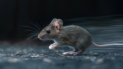Running Mouse in Motion Blur on Dark Background