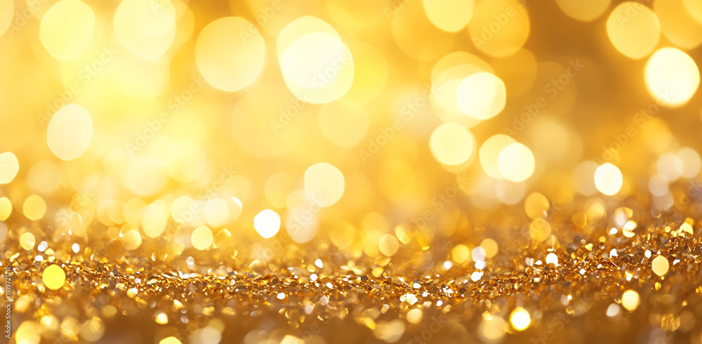 Poster Glimmering gold background sparkles with light in an artistic display of color and texture for creative projects