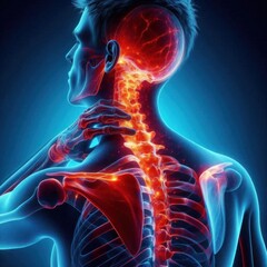 Anatomy Illustration Neck and Upper Spine Pain Medical Healthcare