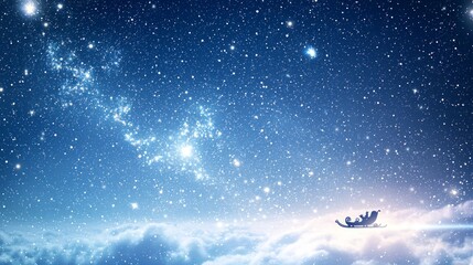 Enchanting Santa's Sleigh in Starry Night Sky with Magical Light Trails - Ultra-Detailed Holiday Image