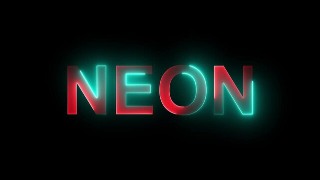 glowing text neon with used by saber plugin on black background.