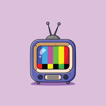 A beautiful classic dark blue television icon illustration concept Isolate light deep blue tv design