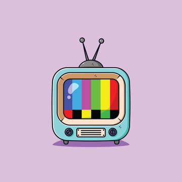 A beautiful classic sky blue television icon illustration concept Isolate light light blue tv design