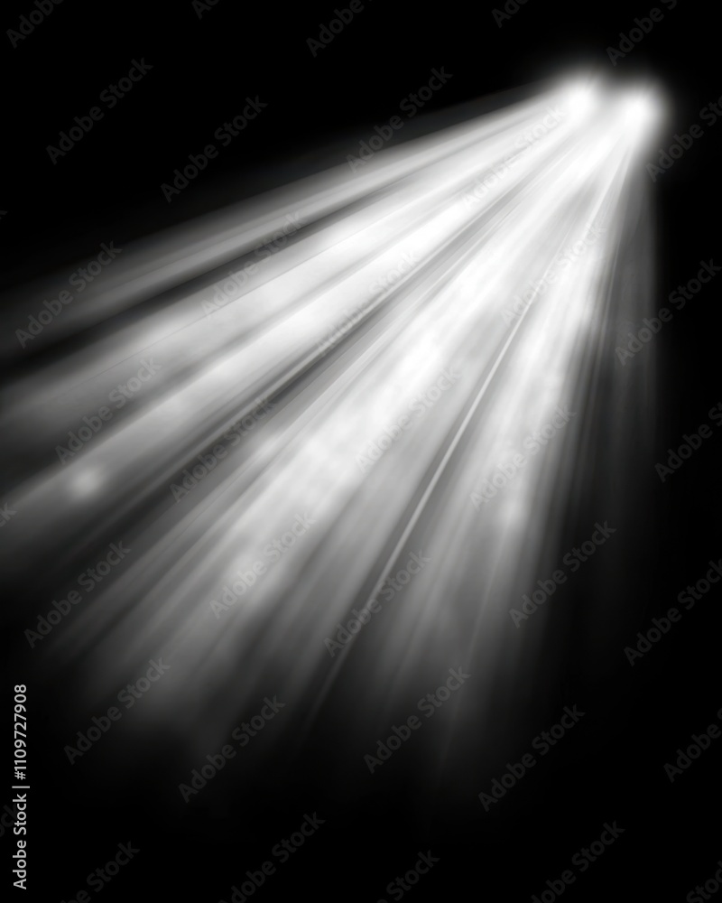 Poster Radiating Beams of Light Create an Enchanting Atmosphere on a Dark Canvas