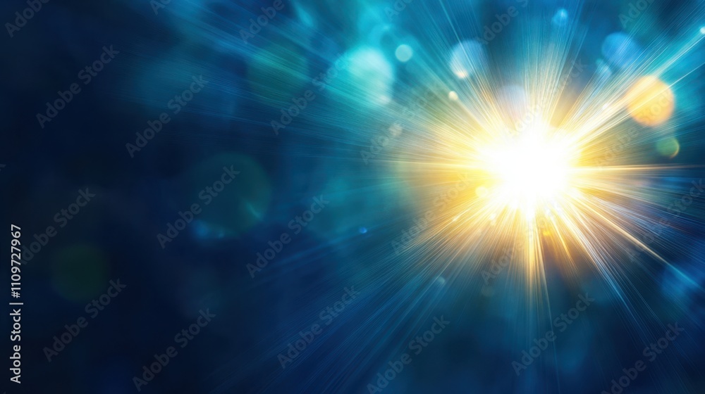 Poster sunlight overlays create a captivating lens flare effect on a rich black background