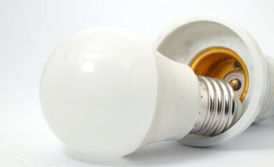A white house lamp with its fittings on a white background. Used in a room, patio, garage, or living room.
