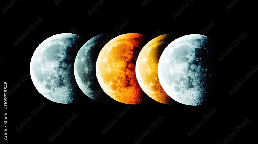Poster phases of the moon captured in a stunning celestial display throughout the night sky