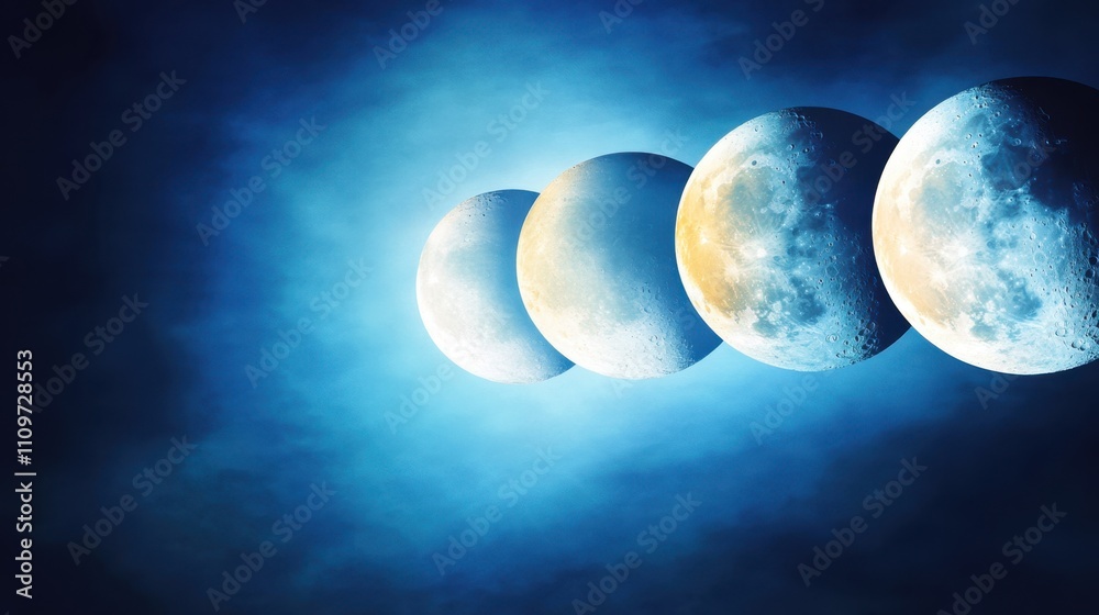 Poster Exploring the Captivating Phases of the Moon in a Dreamy Celestial Display