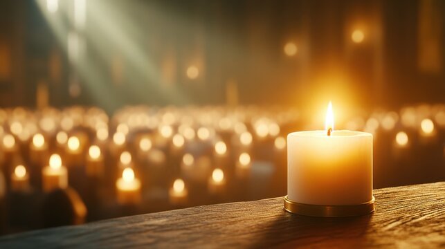 Candlelight Service at Dawn Celebrating Ascension Day With a Glowing Congregation