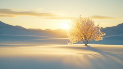 Fototapeta premium Sunrise Over a Winter Wonderland Reveals Frosty Beauty on the Solstice