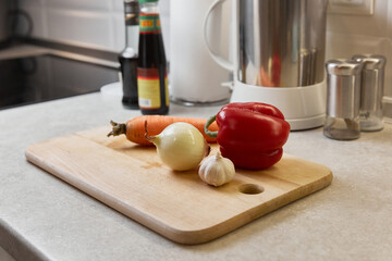 cooking vegetables in the kitchen