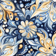 Stunning Blue and Yellow Floral Pattern Design