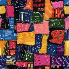 Colorful Patchwork Textile Art