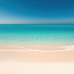 Fototapeta premium Calm blue waters washing over smooth sandy beach, vacation, relaxation, tropical, paradise