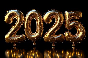 Number Balloons in the Shape of Numbers 2025 Happy New Year.
