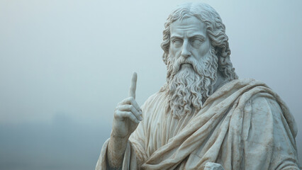 Obraz premium Marble Statue of a Philosopher Raising One Finger in Authority and Wisdom