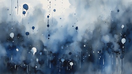 Abstract watercolor splash in blue and gray tones