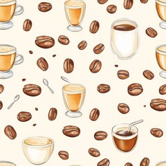 Obraz premium Coffee Pattern Illustration