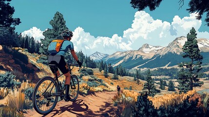 Fototapeta premium Mountain Biking Through a Scenic Landscape