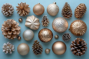 Group of Gold and Silver Ornaments.
