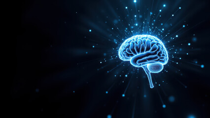Fototapeta premium Brain symbolizing Artificial General Intelligence with starburst effect