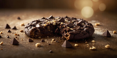 chocolate cookie with a crispy outer texture and gooey melted chocolate chips