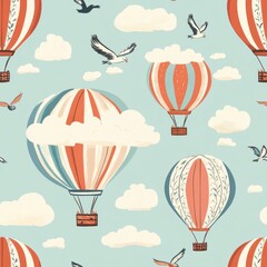 Fototapeta premium Whimsical Hot Air Balloons in a Pastel Sky