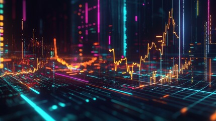 Futuristic 3D Graph Highlighting Global Data Storage Expansion 2010-2024