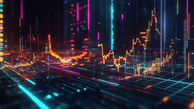 Futuristic 3D Graph Highlighting Global Data Storage Expansion 2010-2024