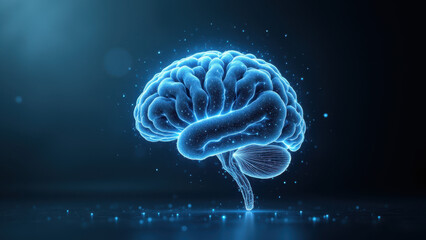 Fototapeta premium An artistic representation of a human brain with a focus on AI and technology elements.