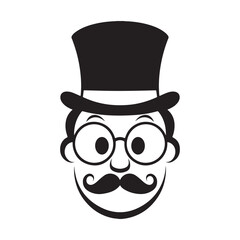 Cartoon silhouette human face vector illustration.