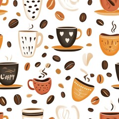 Obraz premium Coffee Cups Pattern Design