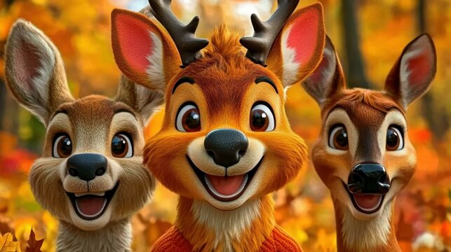 Pumpkin Pie Baking. heic dlss Thumbnail Avif Adhd music Psychological safety Dopple ai Vflix Tunetank Telegram channel Cute cartoon deer trio smiling together in colorful autumn forest background, pe