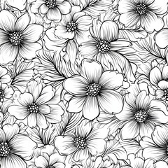 Beautiful Black and White Floral Pattern