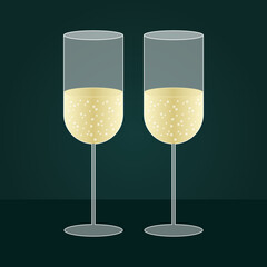 Two glasses of champagne, vector