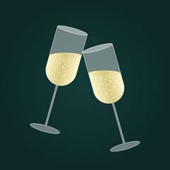 Two glasses of champagne, vector