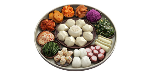 Traditional Asian Platter With Assorted Dumplings Isolated on Transparent Background