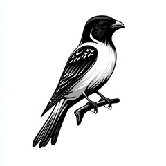 Fototapeta premium a monochrome bird clipart, stylized shape, flat black design, isolated on white background