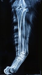 Obraz premium X-Ray of a Cat's Leg Highlighting Bone Structure and Potential Injury