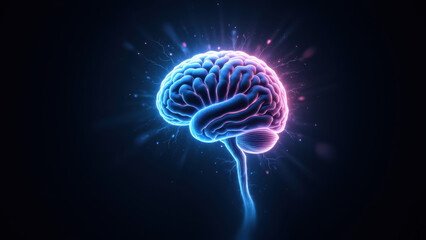 Fototapeta premium A futuristic representation of artificial general intelligence with a glowing brain at its center.