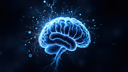 A digital artwork of a human brain with electrical sparks emanating from it, symbolizing artificial general intelligence or advanced cognition.