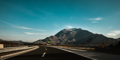 Croatian Highway with Scenic View of Mountain Biokovo in the Distance