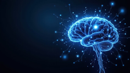 Fototapeta premium AI-themed image featuring a glowing brain against a dark backdrop, symbolizing advanced cognitive abilities or artificial intelligence.