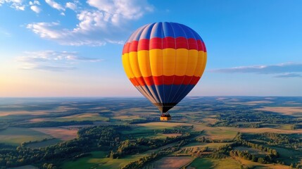 Fototapeta premium Aerial View of Colorful Hot Air Balloon in Landscape