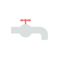 Water tap flat icon, isolated on white background. 