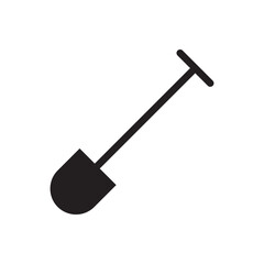 Shovel in silhouette flat symbol vector design illustration. Isolated on white background. 