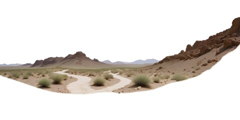Fototapeta premium A barren, desert terrain with a winding path through the terrain