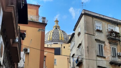 Napoly, Italy, 10.02,2024, bright beautiful old houses